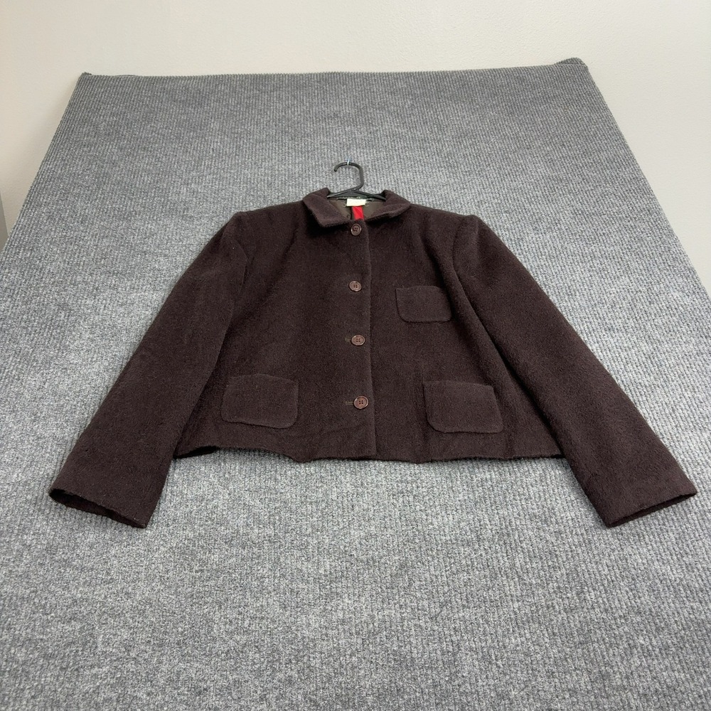 Vintage Harve Benard Blazer Womens 14 Brown Wool Cropped‎ Boxy Academic Classic